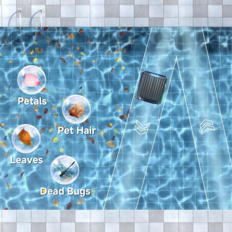 Скимер за почистване на повърхността на водата на басейни Wybot F1, Соларно / DC зареждане, До 8 ч, 7 л, Мобилно приложение, Черен