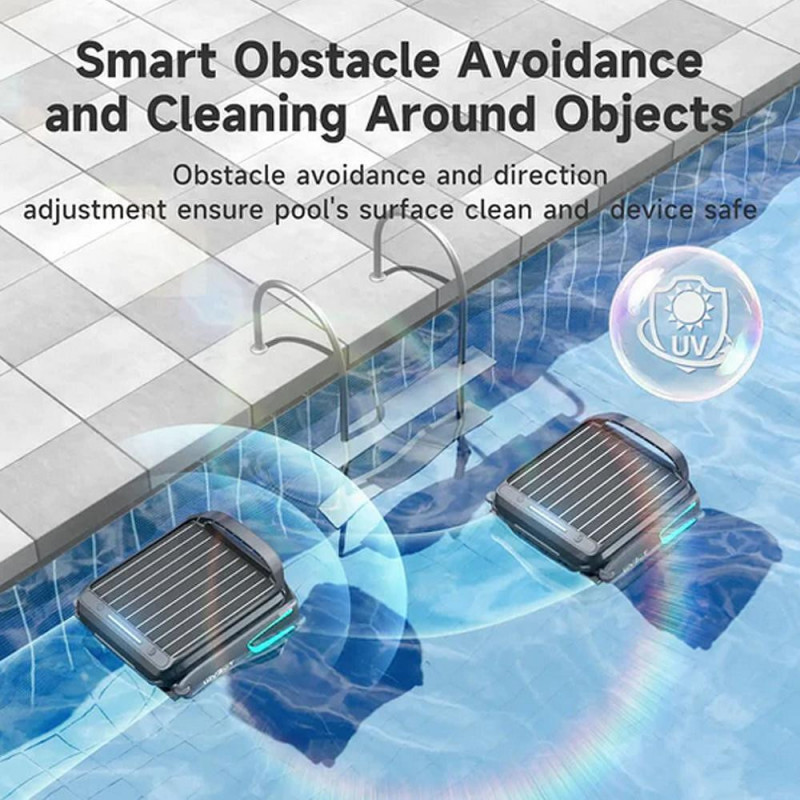 Скимер за почистване на повърхността на водата на басейни Wybot F1, Соларно / DC зареждане, До 8 ч, 7 л, Мобилно приложение, Черен