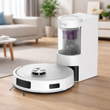 Прахосмукачка робот MAGNUM UP, 45W, 20000Pa, 180 мин, 230 мл, Прозрачен автоматичен контейнер, SMART сензори, Мокро/сухо, Бял