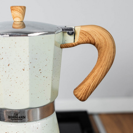 Кубинска кафеварка Bohmann BH 9306, 300 мл, 6 чаши, Предпазен клапан, Алуминий, Бежов