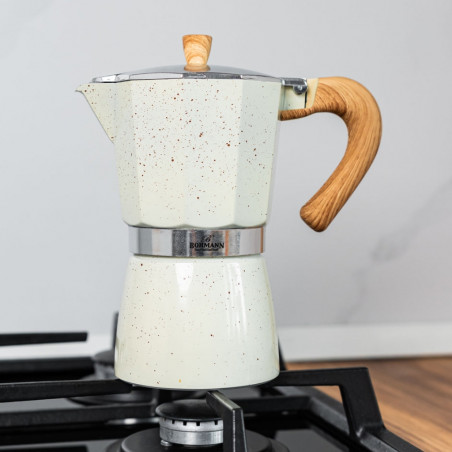 Кубинска кафеварка Bohmann BH 9303, 150 мл, 3 чаши, Предпазен клапан, Алуминий, Бежов