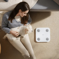 Дигитален Smart Кантар Xiaomi Body Composition Scale S400, До 150 кг, Bluetooth, Измерване на пулс, Режим бебе, Бял/сив