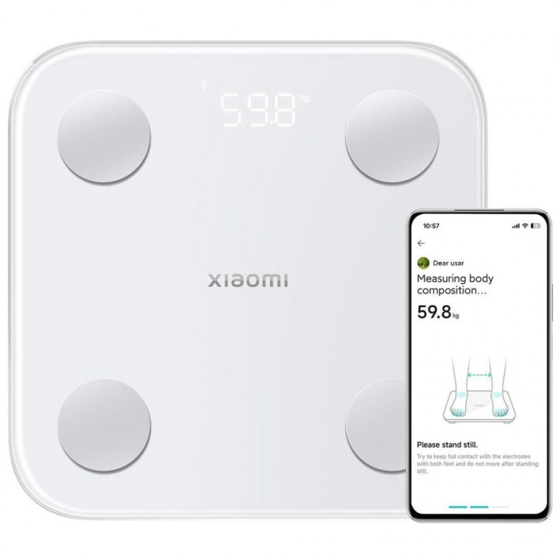 Дигитален Smart Кантар Xiaomi Body Composition Scale S400, До 150 кг, Bluetooth, Измерване на пулс, Режим бебе, Бял/сив