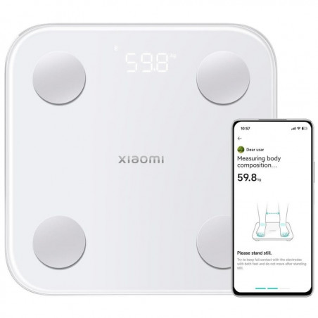 Дигитален Smart Кантар Xiaomi Body Composition Scale S400, До 150 кг, Bluetooth, Измерване на пулс, Режим бебе, Бял/сив