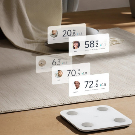 Дигитален Smart Кантар Xiaomi Body Composition Scale S400, До 150 кг, Bluetooth, Измерване на пулс, Режим бебе, Бял/сив