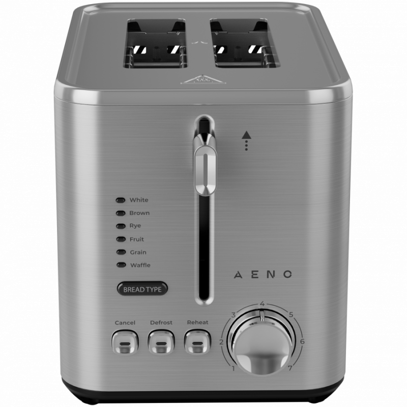 Тостер за хляб AENO ATS0003, 950W, 6 вида хляб, 7 нива на изпичане, Подгряване, Размразяване, LED, Инокс