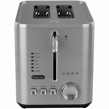 Тостер за хляб AENO ATS0003, 950W, 6 вида хляб, 7 нива на изпичане, Подгряване, Размразяване, LED, Инокс