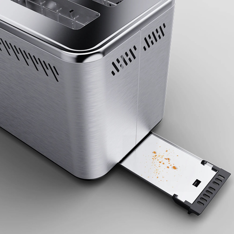 Тостер за хляб AENO ATS0003, 950W, 6 вида хляб, 7 нива на изпичане, Подгряване, Размразяване, LED, Инокс