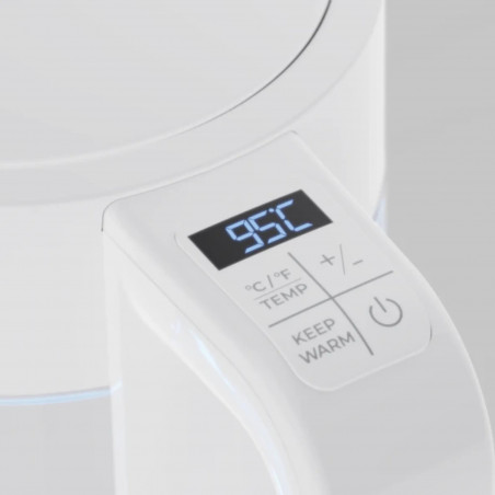 Електрическа кана за вода AENO AEK0005, 2200W, 1.7 л, 40-100°C, 360° основа, STRIX, LED дисплей, Филтър, Бял