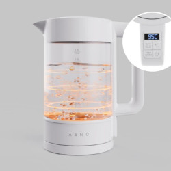 Електрическа кана за вода AENO AEK0005, 2200W, 1.7 л, 40-100°C, 360° основа, STRIX, LED дисплей, Филтър, Бял