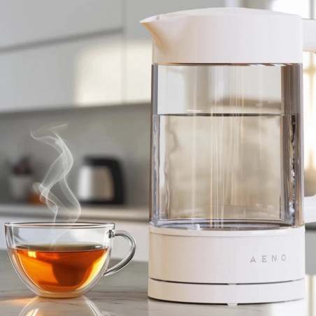 Електрическа кана за вода AENO AEK0005, 2200W, 1.7 л, 40-100°C, 360° основа, STRIX, LED дисплей, Филтър, Бял