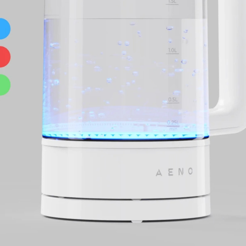Електрическа кана за вода AENO AEK0005, 2200W, 1.7 л, 40-100°C, 360° основа, STRIX, LED дисплей, Филтър, Бял