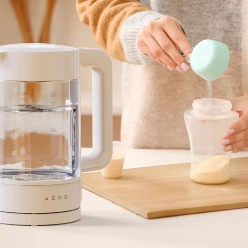 Електрическа кана за вода AENO AEK0005, 2200W, 1.7 л, 40-100°C, 360° основа, STRIX, LED дисплей, Филтър, Бял