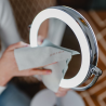 Козметично огледало Beautifly Looking Glass Light, 14.5 см, 10х увеличение, USB-C, LED, 360° регулиране, Сребрист