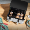 Двоен фритюрник с горещ въздух 8в1 Instant Pot Vortex DUAL SPLIT, 2600W, 11 л, 205°C, EvenCrisp, Синхронизирано готвене, Сензорно управление, Черен/инокс