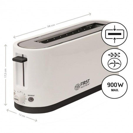 Тостер за хляб First Austria FA-5368-4, 900W, Размразяване, 38 см, Бял