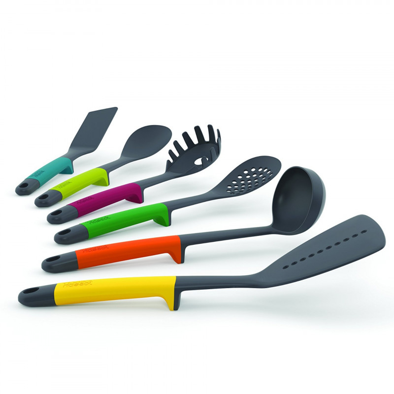 Комплект прибори за готвене Joseph Joseph 10118 Elevate™, 7 части, 200°C, Без BPA, Стойка, Многоцветен