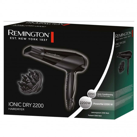 Сешоар Remington Power Dry Ionic D3198, 2200W, 2 скорости, 3 темп, Йонизация, Черен