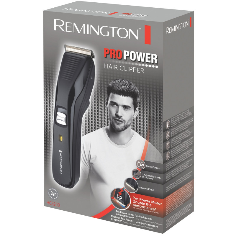 Машинка за подстригване Remington HC5200 ProPower, 40 мин, 0.5мм - 4.2 см, Самонаточващи се остриета от стомана, Черен