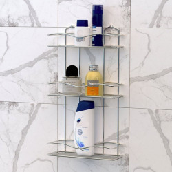 Правоъгълна етажерка за баня TEKNO-TEL BK 013, 3 нива, 30х12х54 см, Сребрист