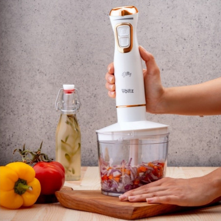 Пасатор, чопър и миксер 3в1 Oliver Voltz OV51112WSC, 800W, 700 мл, 2 скорости, Острие и приставка за разбъркване от неръждаема стомана, Бял
