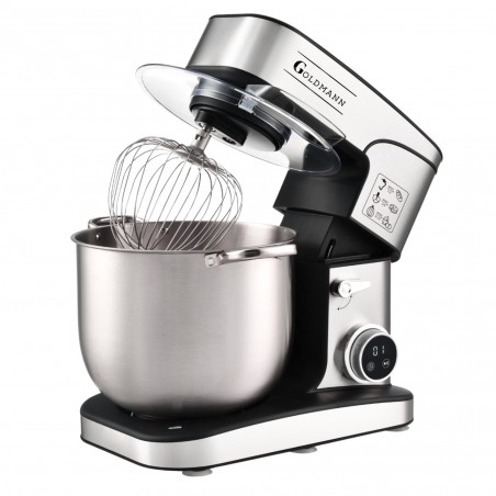Планетарен миксер Goldmann GM-1115DP, 3500W, 16 л, 6 скорости + импулси, Таймер, Иноксова купа, LED, Инокс