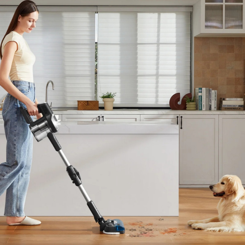 Вертикална прахосмукачка 2в1 Jimmy JV9 Pro Aqua, 500W, 21 kPa, 65 мин, 500 мл, 4 режима, Dual-Cyclonic, LED, Мокро/сухо, Сив/черен