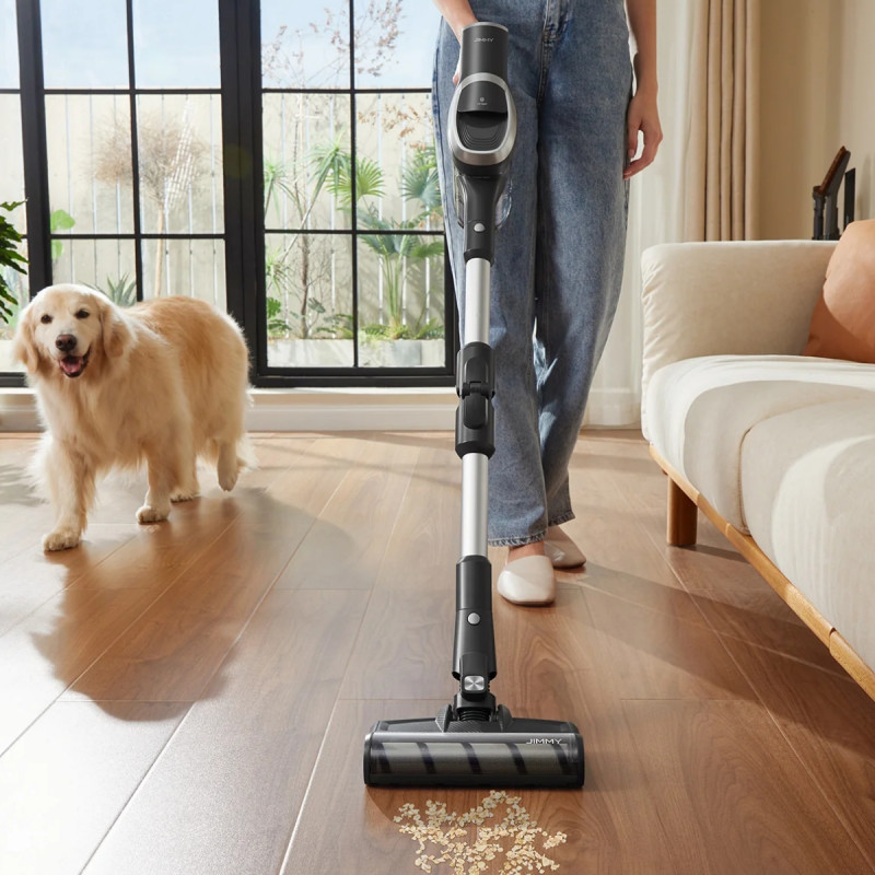 Вертикална прахосмукачка 2в1 Jimmy JV9 Pro Aqua, 500W, 21 kPa, 65 мин, 500 мл, 4 режима, Dual-Cyclonic, LED, Мокро/сухо, Сив/черен