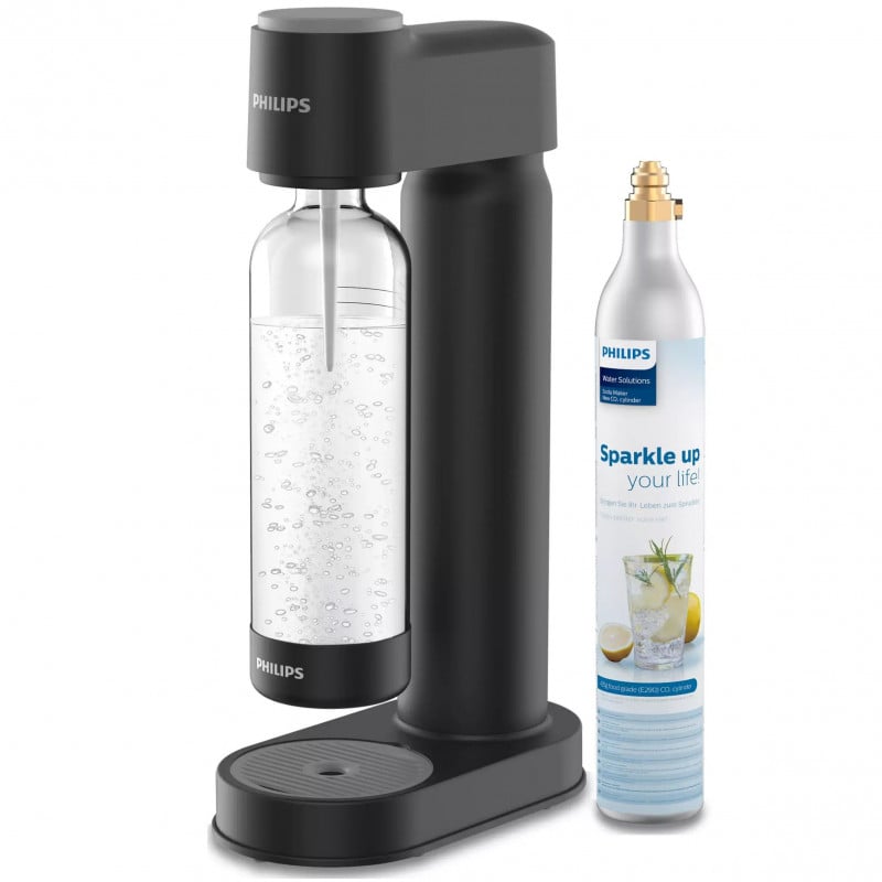 Машина за сода Philips GoZero ADD4901BK/10, 1 л, Регулиране на газировката, Предпазен клапан, Ръчна, Черен