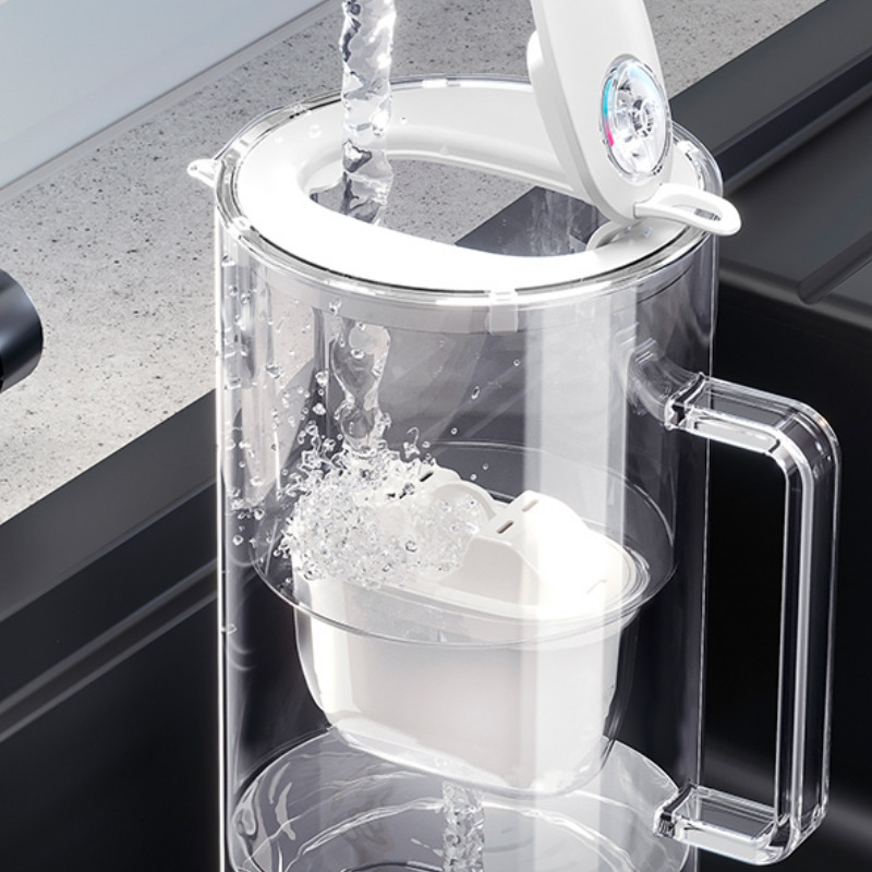 Кана за филтриране на вода Aquaphor Glass 120021, 2.5 л, Стъкло, Брояч, Филтър с магнезий, Бял