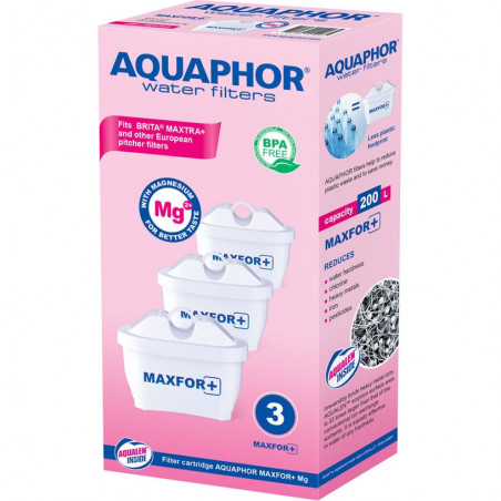 Комплект 3 бр филтри за вода Aquaphor MAXFOR+ Mg 220006, 200 л, Бял