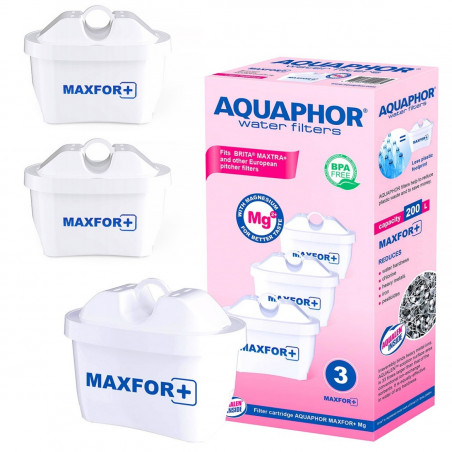 Комплект 3 бр филтри за вода Aquaphor MAXFOR+ Mg 220006, 200 л, Бял