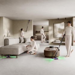 Вертикална прахосмукачка Dyson PencilVac Fluffycones 492689-01, 55 AW, 30 мин, 80 мл, 140000 Hyperdymium™, Ултратънък дизайн, LED осветление, Черен