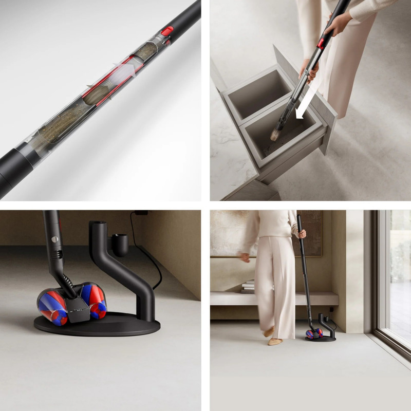Вертикална прахосмукачка Dyson PencilVac Fluffycones 492689-01, 55 AW, 30 мин, 80 мл, 140000 Hyperdymium™, Ултратънък дизайн, LED осветление, Черен