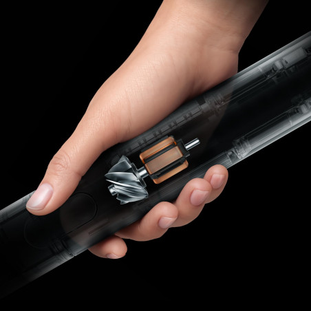 Вертикална прахосмукачка Dyson PencilVac Fluffycones 492689-01, 55 AW, 30 мин, 80 мл, 140000 Hyperdymium™, Ултратънък дизайн, LED осветление, Черен