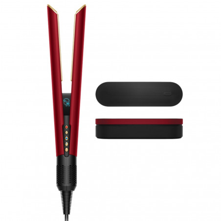 Преса за коса Dyson HT01 Airstrait RdVe/Gd 596931-01, 1600W, Маx 140C, Йонизация, 6 нива на темп, Щадяща косата, Медно покритие, LCD дисплей, Червено кадифе/златист