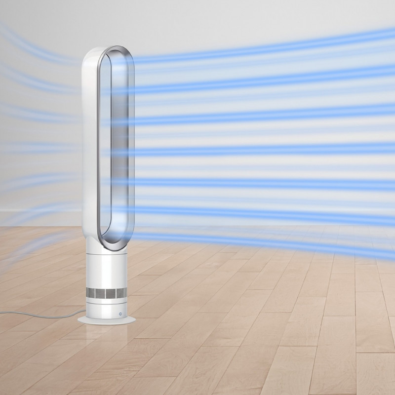 Въздушен охладител Dyson Cool™ AM07 300912-01, 56W, 500 l/s, 10 скорости, Air Multiplier™, Осцилация 70°, Таймер, Бял/сребрист