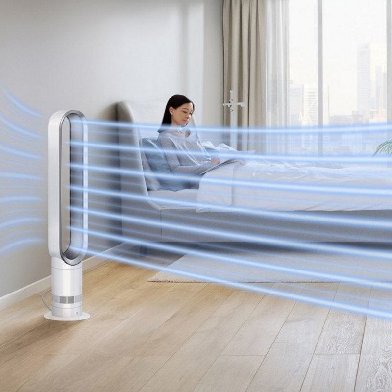 Въздушен охладител Dyson Cool™ AM07 300912-01, 56W, 500 l/s, 10 скорости, Air Multiplier™, Осцилация 70°, Таймер, Бял/сребрист