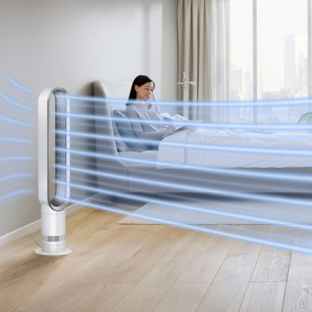 Въздушен охладител Dyson Cool™ AM07 300912-01, 56W, 500 l/s, 10 скорости, Air Multiplier™, Осцилация 70°, Таймер, Бял/сребрист