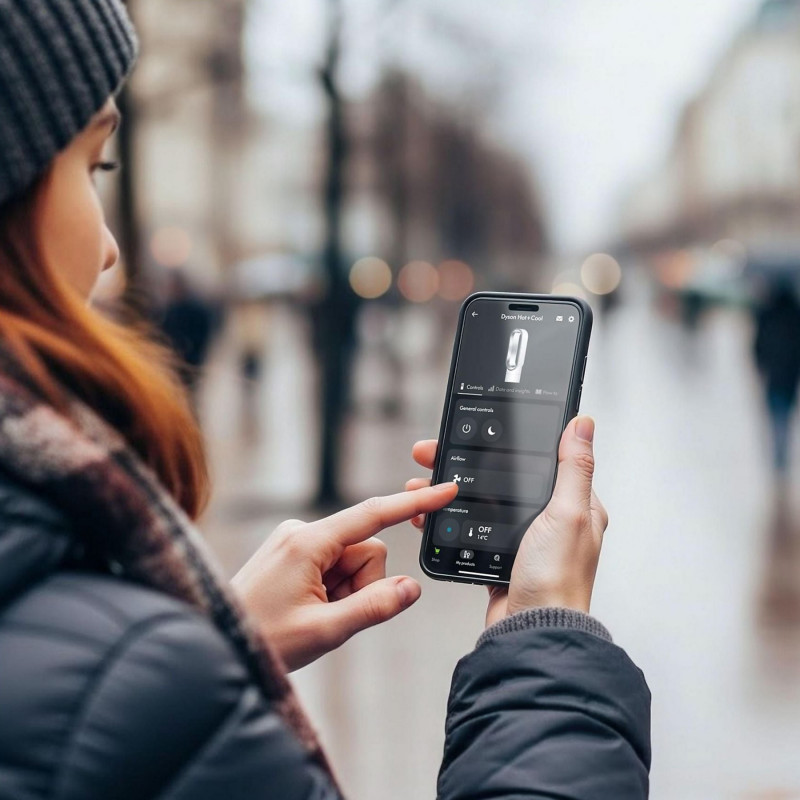 Уред за отопление и охлаждане 2в1 Dyson AM15 Hot+Cool 586340-01, 35 м2, 10 скорости, Осцилация 70°, LCD дисплей, Защита при преобръщане, Air Multiplier™, Бял/сребрист