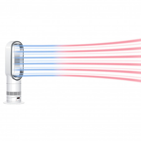 Уред за отопление и охлаждане 2в1 Dyson AM15 Hot+Cool 586340-01, 35 м2, 10 скорости, Осцилация 70°, LCD дисплей, Защита при преобръщане, Air Multiplier™, Бял/сребрист