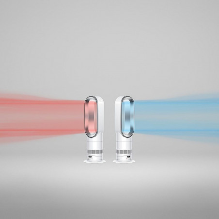 Уред за отопление и охлаждане 2в1 Dyson AM15 Hot+Cool 586340-01, 35 м2, 10 скорости, Осцилация 70°, LCD дисплей, Защита при преобръщане, Air Multiplier™, Бял/сребрист
