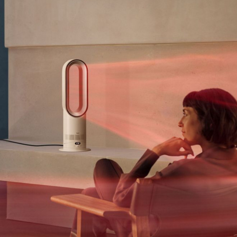 Уред за отопление и охлаждане 2в1 Dyson AM15 Hot+Cool 586340-01, 35 м2, 10 скорости, Осцилация 70°, LCD дисплей, Защита при преобръщане, Air Multiplier™, Бял/сребрист