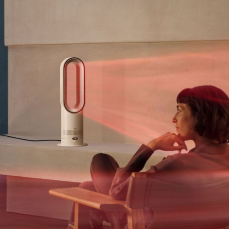 Уред за отопление и охлаждане 2в1 Dyson AM15 Hot+Cool 586340-01, 35 м2, 10 скорости, Осцилация 70°, LCD дисплей, Защита при преобръщане, Air Multiplier™, Бял/сребрист