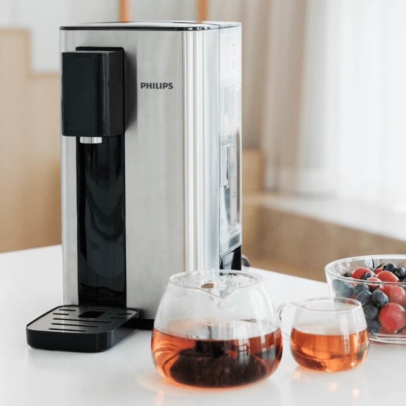 Диспенсър за филтриране и загряване на вода Philips ADD5906S/10, 2200W, 2.2 л, 5-38°C, Micro X-Clean Softening+, Инокс/черен