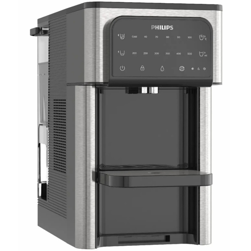 Диспенсър за филтриране и загряване на вода Philips ADD5980S/10, 2200W, 0.6 bar, 2.8 л, Micro X-Clean, 5-30°C, Без BPA, Инокс/черен
