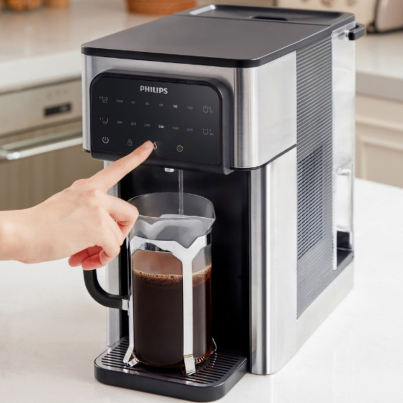 Диспенсър за филтриране и загряване на вода Philips ADD5980S/10, 2200W, 0.6 bar, 2.8 л, Micro X-Clean, 5-30°C, Без BPA, Инокс/черен