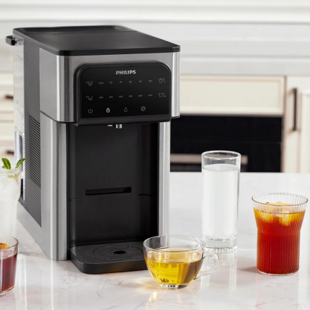 Диспенсър за филтриране и загряване на вода Philips ADD5980S/10, 2200W, 0.6 bar, 2.8 л, Micro X-Clean, 5-30°C, Без BPA, Инокс/черен