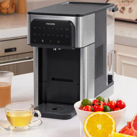 Диспенсър за филтриране и загряване на вода Philips ADD5980S/10, 2200W, 0.6 bar, 2.8 л, Micro X-Clean, 5-30°C, Без BPA, Инокс/черен
