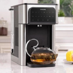 Диспенсър за филтриране и загряване на вода Philips ADD5980S/10, 2200W, 0.6 bar, 2.8 л, Micro X-Clean, 5-30°C, Без BPA, Инокс/черен
